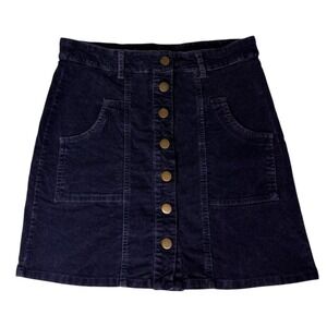Corduroy Skirt A Line Mini‎ Skirt Casual Button Front Pockets Womens